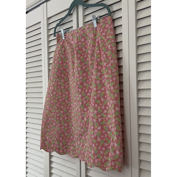 Vtg Lilly Pulitzer Women's Skirt Pink Floral Pineapple Scallop Hem Size 8 - Picture 2 of 8